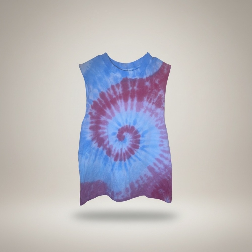 Kids Tie Dye Muscle Tank Top Blue Purple Spiral Sleeveless Shirt Casual Tee